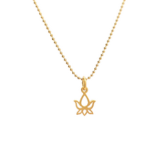 Tiny Cut Out Design Lotus Flower Pendant in 24K Gold Plate on a 16