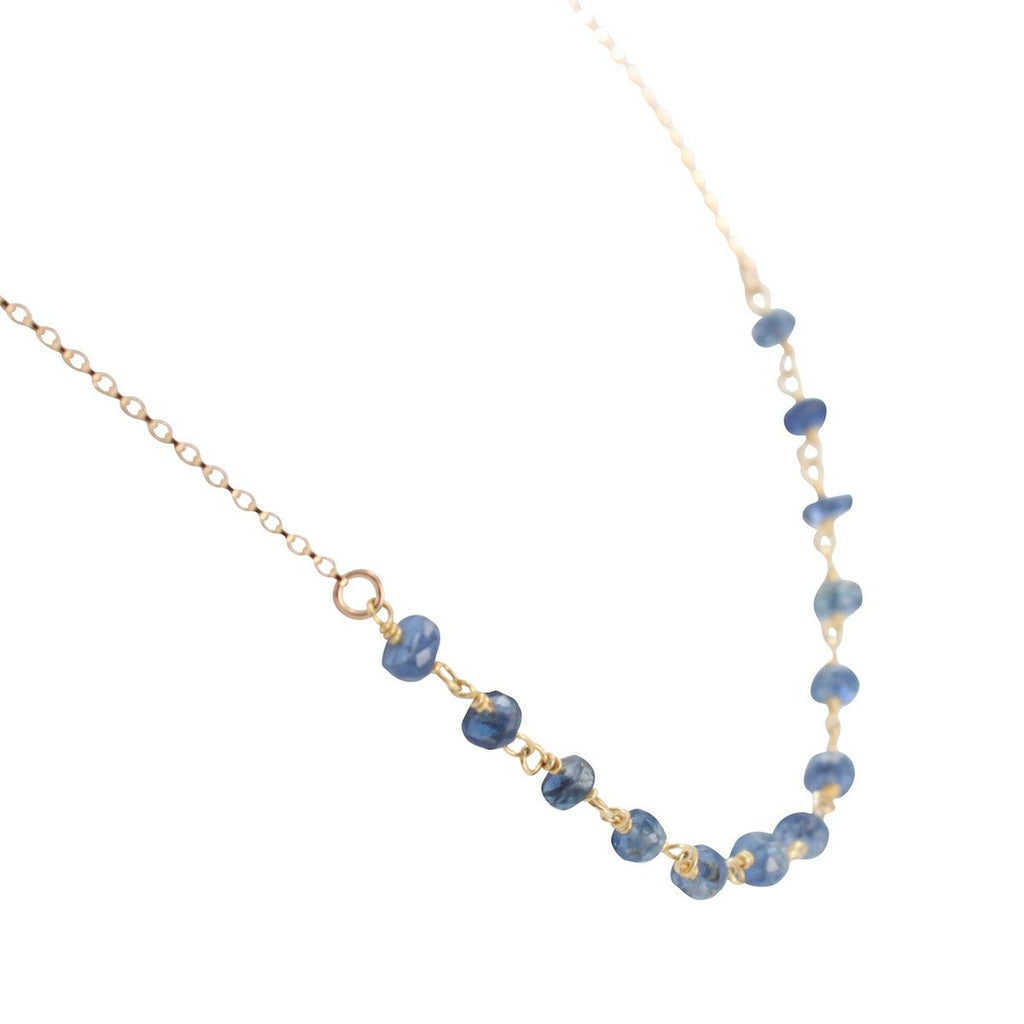 Delicate 4mm Kyanite Gemstone Necklace on Gold Filled Chain