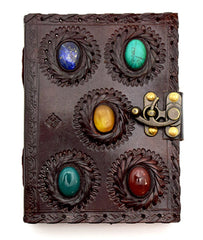 Leather Embossed Journal with 5 Big Stones