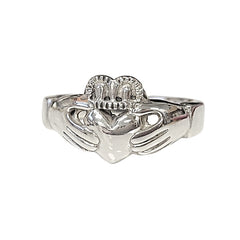 Large Heavy Irish Friendship & Love Band Celtic Claddagh Ring in Sterling Silver, Sizes 5, 8, and 9