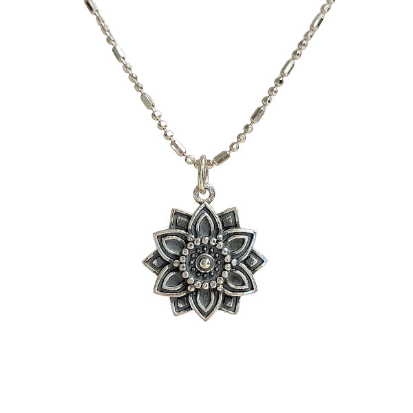 Abundance Mandala Affirmation Double Sided Necklace in Sterling Silver - 18
