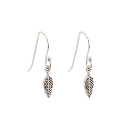 Small Feather Dangle Earrings in Sterling Silver