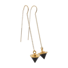 Gemstone Spike Gold Threader Dangle Earrings