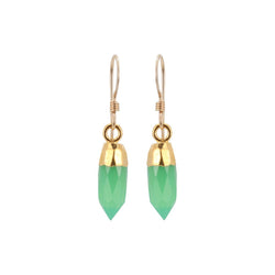 Chrysoprase and Gold Dangle Earrings