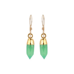 Chrysoprase and Gold Dangle Earrings