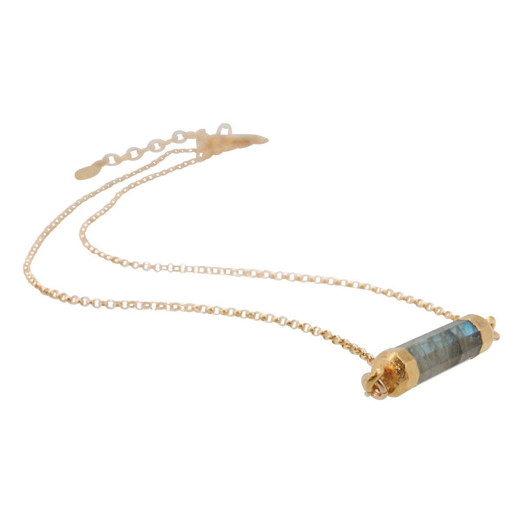 As seen on Pretty Little Liars - Gold Labradorite Bar Necklace