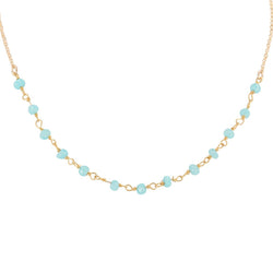 Delicate Aqua Chalcedony Gemstone Necklace on Gold Filled Chain