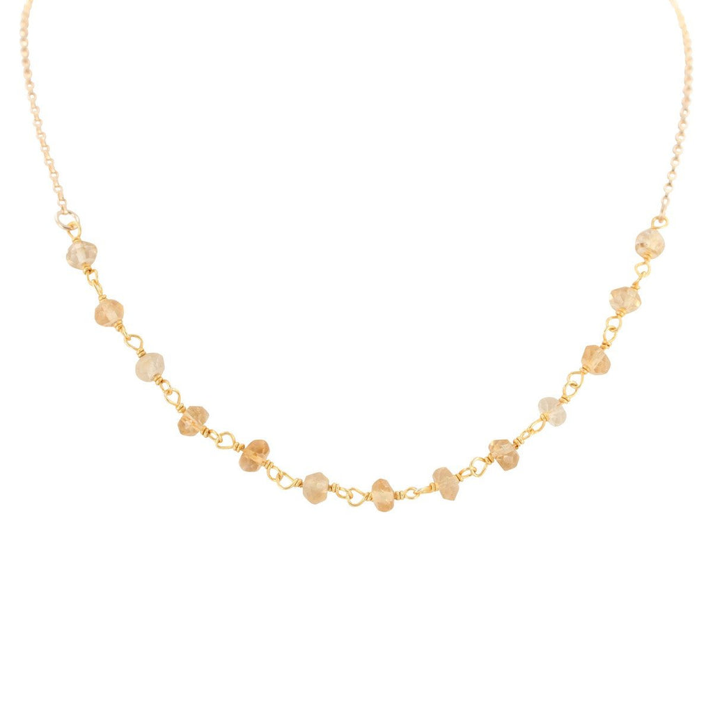 Delicate Citrine Gemstone Necklace on Gold Filled Chain (Solar Plexus Chakra)