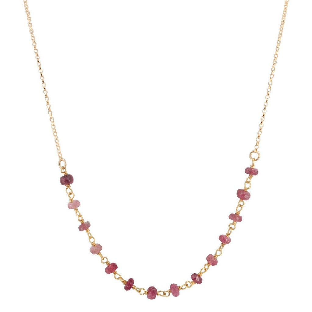 Delicate 4mm Pink Tourmaline Gemstone Necklace on Gold Filled Chain