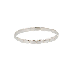 Thin Beaded Stack Ring in Sterling Silver