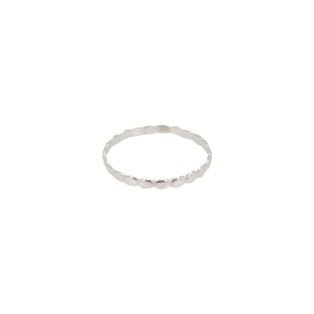 Thin Beaded Stack Ring in Sterling Silver