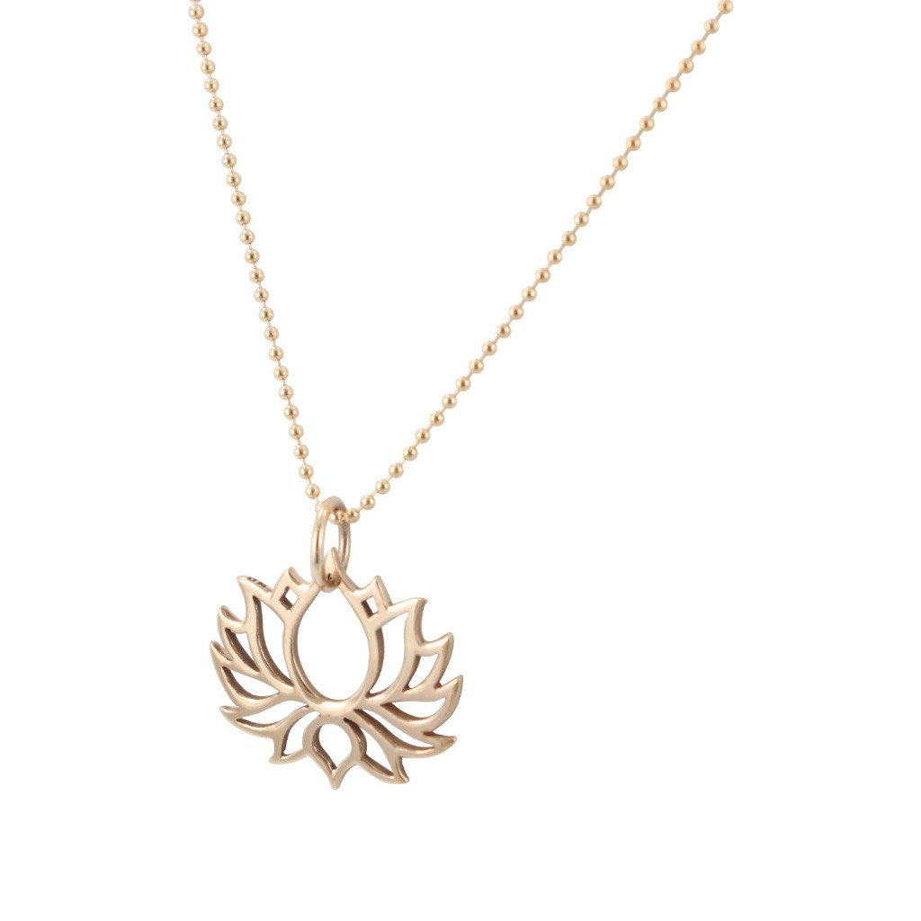 Bronze Lotus Necklace on Gold Fill Chain