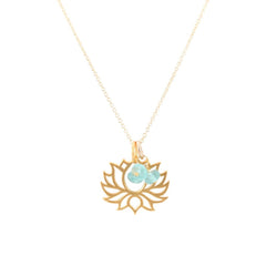Gold Lotus Necklace with Apatite Gemstones