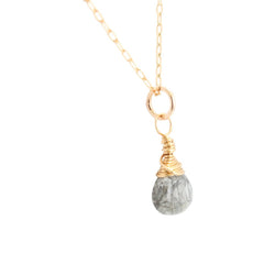 Tourmalinated Quartz Briolette Necklace Tourmalinated Quartz Briolette Necklace