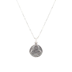 White Magic Triple Spiral Amulet Necklace in Sterling Silver
