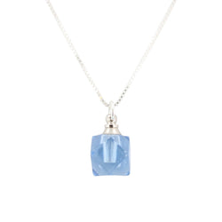 Blue Faceted Crystal Essential Oil Diffuser Necklace, Blue
