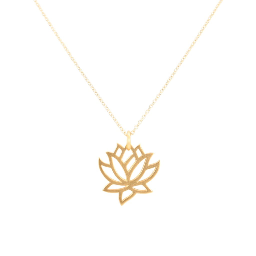 24kt Gold Plated Bronze Lotus Necklace - for new beginnings, enlightenment and potential