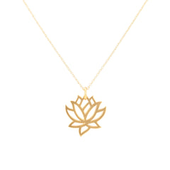 24kt Gold Plated Bronze Lotus Necklace - for new beginnings, enlightenment and potential