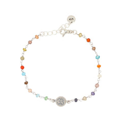 Multi-colored Zircon Gemstone OM (aum) Bracelet