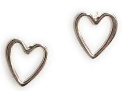 Small Heart Stud Earrings in Sterling Silver