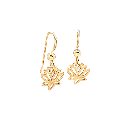 Small Lotus Dangle Earrings in Bronze and Gold