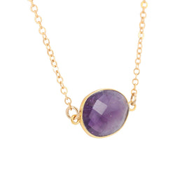 Amethyst Pendant on Gold Fill Link Chain in Adjustable Lengths