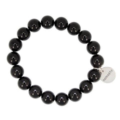 Round Namaste Charm on 10mm Rainbow Obsidian Bracelet