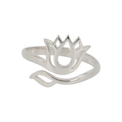 Adjustable Lotus Flower Ring in Sterling Silver
