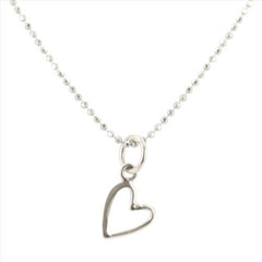 Tiny Open Heart Charm Necklace in Sterling Silver on 16