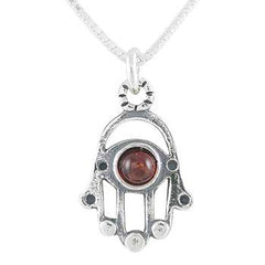 Hamsa Hand Necklace with Choice of Gemstone