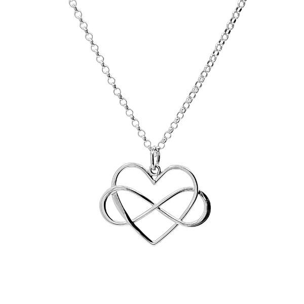 Large Infinity Heart Necklace in Sterling Silver 16', 18