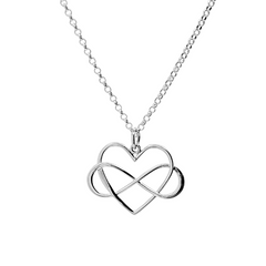 Large Infinity Heart Necklace in Sterling Silver 16', 18