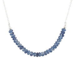 Blue Kyanite Gemstone Necklace on Sterling Silver Chain