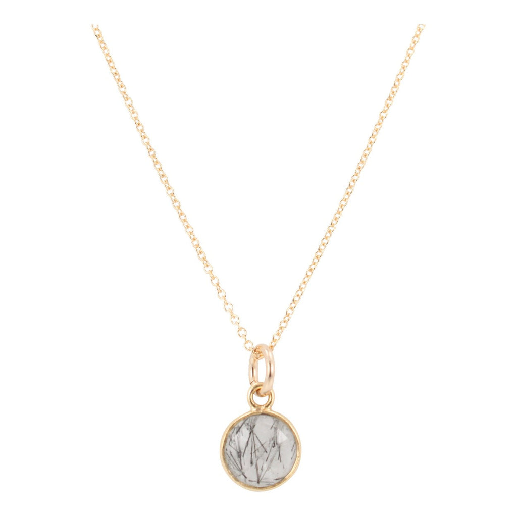 Small Round Gemstone Necklace in Gold