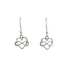 Small Infinity Heart Dangle Earrings in Sterling Silver