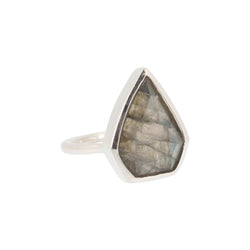 Geometric Labradorite Gemstone Ring in Silver