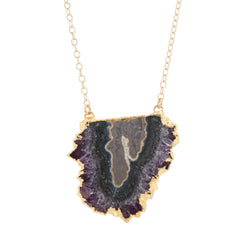 Amethyst Stalactite Gemstone Necklace on a 22 Inch Chain