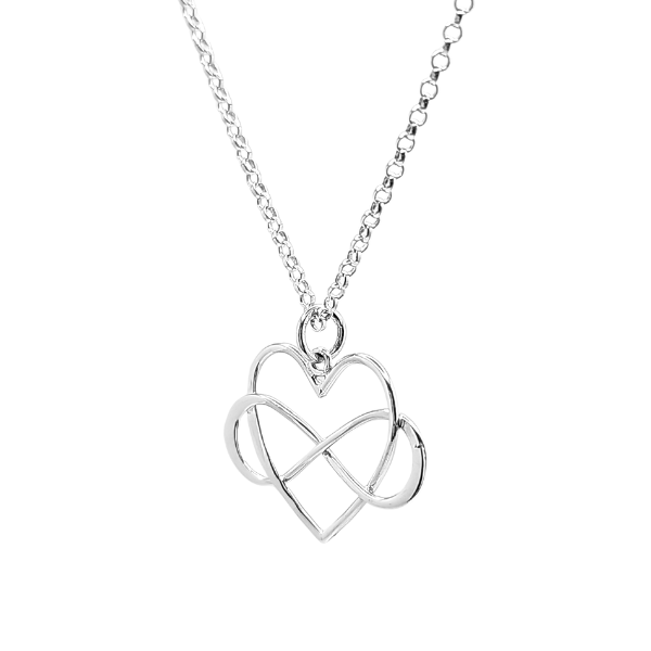 Large Infinity Heart Necklace in Sterling Silver 16', 18