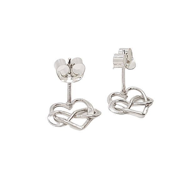Infinity Heart Stud Earrings in Sterling Silver