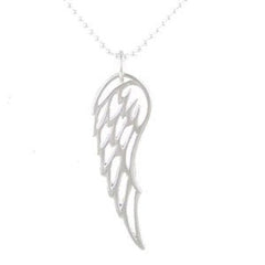 Large Angel Wing Pendant in Sterling Silver on a 24
