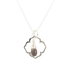 Sterling Silver Root Chakra Necklace with Smoky Quartz Stone on 18 Inch Bead Chain