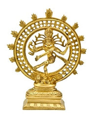 Natraj Dancing Double Ring Brass Statue- 9â€H