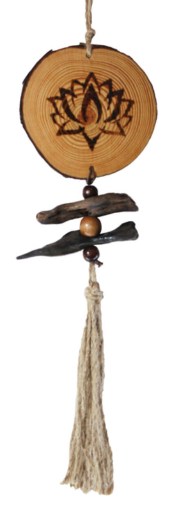 Hanging Lotus Pine Slice Ornament Hanging Lotus Pine Slice Ornament