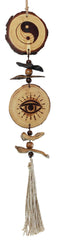 Hanging Yin Yang and Mod Eye Pine Slice Ornament