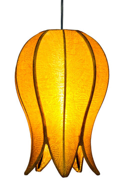 Hanging Flowering Lotus Lamp Small, Gold / 12' Swag Kit