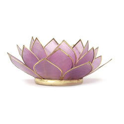 Amethyst Gemstone Lotus Tea Light Holder, Amethyst