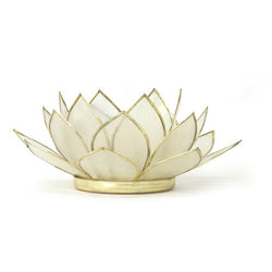 Gemstone Lotus Tea Light Holder, Pearl