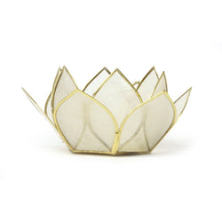 Pearl Mini Gemstone Lotus Tea Light Holder, Pearl
