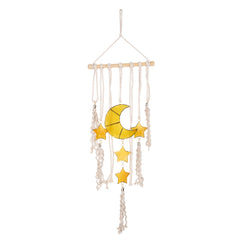 Capiz with Wood Rod macrame - Moon & Stars