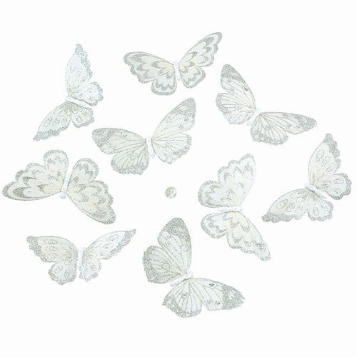 Butterfly Garland White Glitter (Medium)